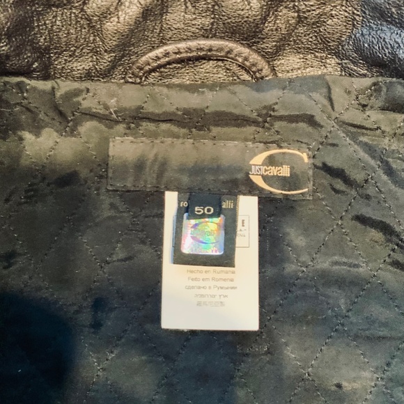 Just Cavalli Ittierre Leather Men's Motorcycle Jacket, size 50, Black - Picture 6 of 8